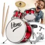 V-TONE VDJR 1 RD μίνι ακουστικό σετ τυμπάνων 3 τεμ. κόκκινο junior σετ με σκαμπό και μπαγκέτες