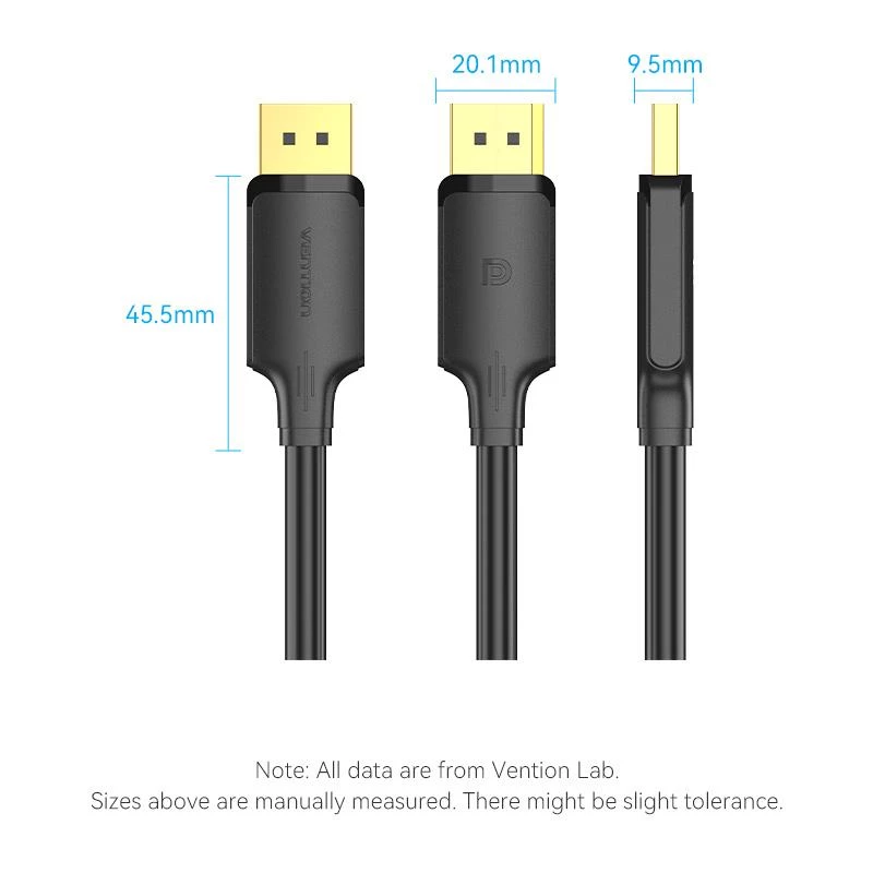 VENTION HAKBF Καλώδιο DisplayPort σε DisplayPort 1m Μαύρο
