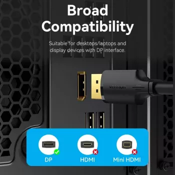 VENTION HAKBF Καλώδιο DisplayPort σε DisplayPort 1m Μαύρο