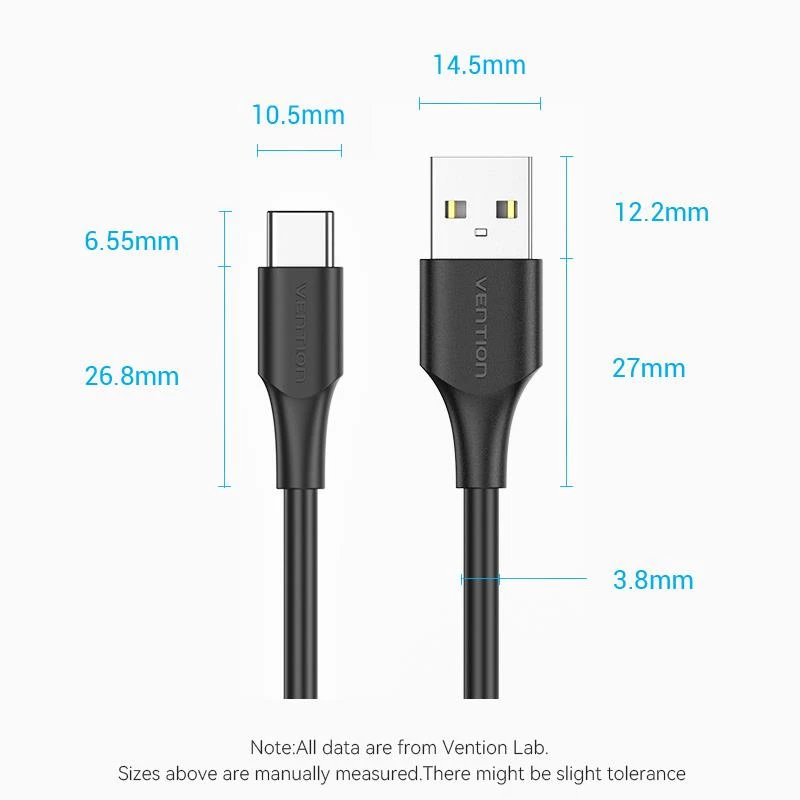 VENTION Καλώδιο USB-C σε USB 2.0 2m Μαύρο CTHBH