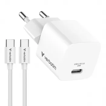 Verbatim Προσαρμογέας Φόρτισης Essentials SET 20W Mini GaN