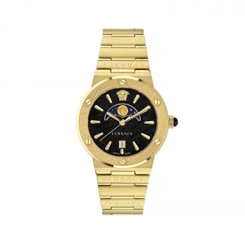 VERSACE V-Chrono Ανδρικό ρολόι VE7G00323 38mm μαύρο καντράν δερμάτινο λουράκι