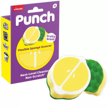 Vileda Punch εύκαμπτο σφουγγάρι καθαρισμού, λεμόνι, 1 τεμ.
