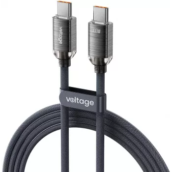 VOLTAGE PureCrystal Καλώδιο 100W USB-C σε USB-C PD 1m Μαύρο