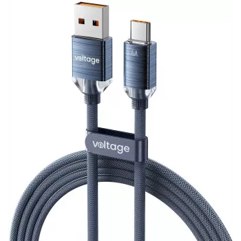 VOLTAGE PureCrystal 66W καλώδιο γρήγορης φόρτισης USB-A σε USB-C 1m μπλε