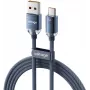 VOLTAGE PureCrystal 66W καλώδιο γρήγορης φόρτισης USB-A σε USB-C 1m μπλε