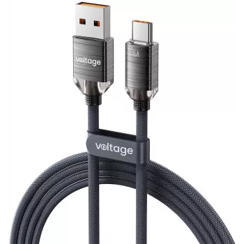VOLTAGE PureCrystal Καλώδιο USB-A σε USB-C 66W 2m μαύρο