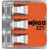 WAGO 221-413 COMPACT Κλέμμα σύνδεσης, 3 αγωγών, 0,2–4 mm², Διαφανές, συσκευασία 50 τεμ.
