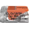 WAGO 221-413 COMPACT Κλέμμα σύνδεσης, 3 αγωγών, 0,2–4 mm², Διαφανές, συσκευασία 50 τεμ.