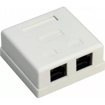 Wentronic Goobay 77633 Cat 6 θωρακισμένη επιτοίχια υποδοχή RJ45, 2-Port, λευκό