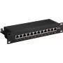 Wentronic Goobay 93796 Cat6a θωρακισμένο Patch Panel 12 θυρών, 1U 19 ίντσες τοποθέτηση σε rack, Μαύρο
