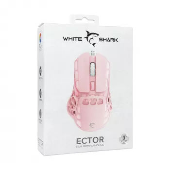 White Shark ECTOR-P GM-5016 Ενσύρματο Ποντίκι Gaming, 6400 DPI, Ροζ