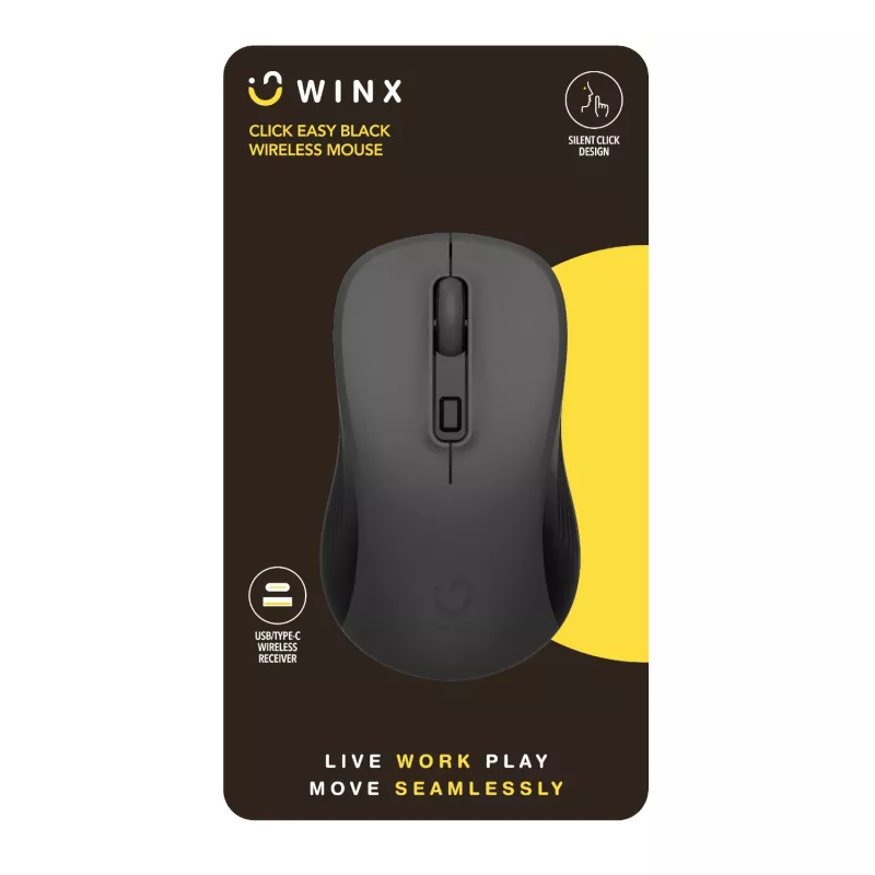 WINX CLICK Easy 1600DPI 2.4GHz ασύρματο ποντίκι - Μαύρο
