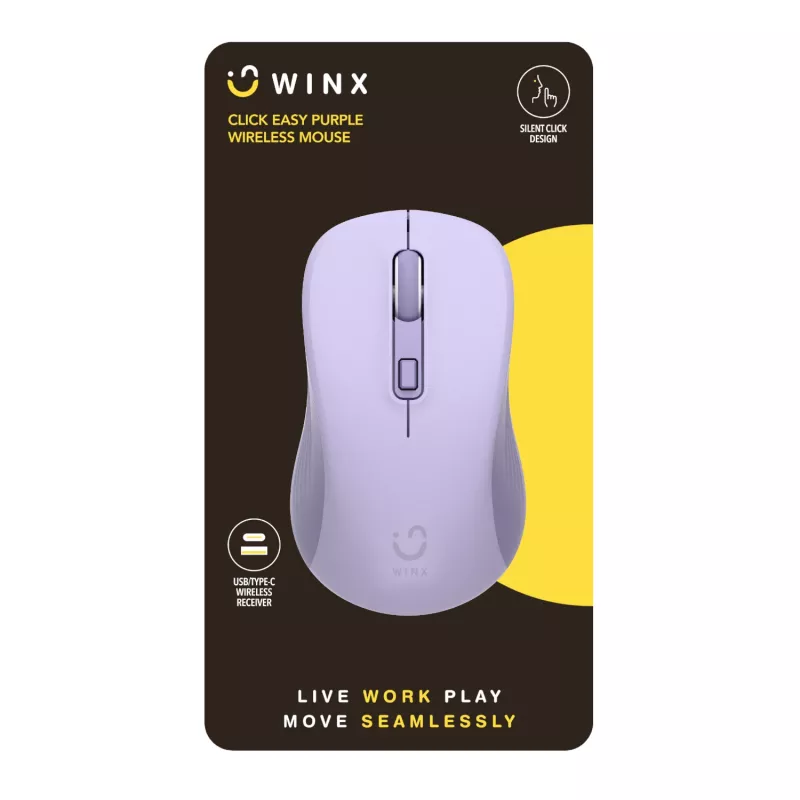WINX CLICK Easy 1600DPI 2.4GHz ασύρματο ποντίκι - Μωβ