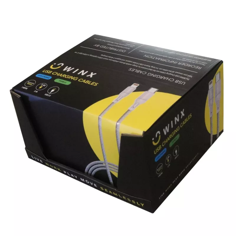 WINX USB σε Type-C|Lightning καλώδιο φόρτισης 2-in-1 split 1,2m μαύρο