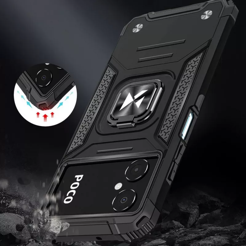 Wozinsky Ring Armor Θήκη για Google Pixel 7 Pro - Θωρακισμένη Θήκη με Μαγνητικό Δακτύλιο - Μαύρο