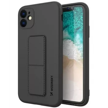 Wozinsky Θήκη Σιλικόνης με Βάση για Apple iPhone 12 - Μαύρο