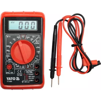 Yato YT-73080 ψηφιακό πολύμετρο με οπίσθιο φωτισμό, χειροκίνητη επιλογή εύρους, CAT II 600V