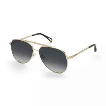 ZADIG & VOLTAIRE SZV415-600300 ανδρικό ορθογώνιο γυαλί ηλίου, μαύρος σκελετός, γκρι φακοί, 60/17/140 mm