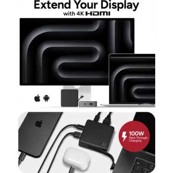 ZAGG 4 Port Hub Μαύρο/Γκρι