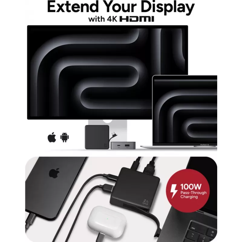 ZAGG 4 Port Hub Μαύρο/Γκρι