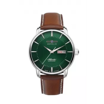 Zeppelin Atlantic 84664 αυτόματο ρολόι, 40 mm, μαύρο καντράν, καφέ δερμάτινο λουράκι