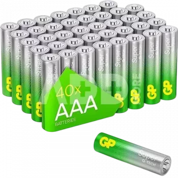 Μπαταρίες αλκαλικές AAA συσκευασία GP 03024AETA-B40 — 40 στοιχεία, Micro (AAA) Super Alkaline