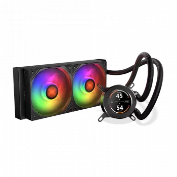 240 mm AIO CPU υγρόψυκτη KRUX HydroGlance 240 ARGB LCD — ψυγείο 240 mm, φωτισμός ARGB, οθόνη LCD