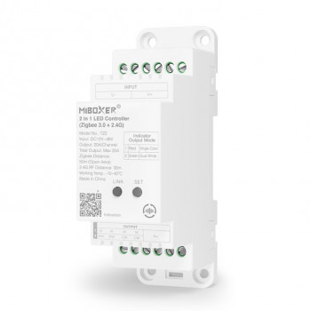 MiBoxer TZ2 2-in-1 LED Controller για ράγα DIN, Zigbee 3.0 + RF, 12–48 V, 20 A συνολικά